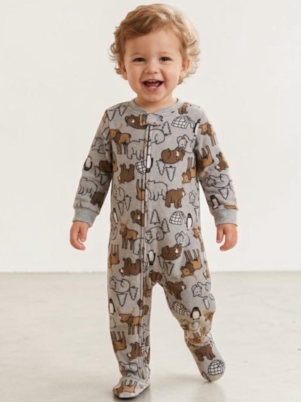 🎉 (18m) Carter’s Winter Wildlife + Igloo Printed Footed Sleeper PJs